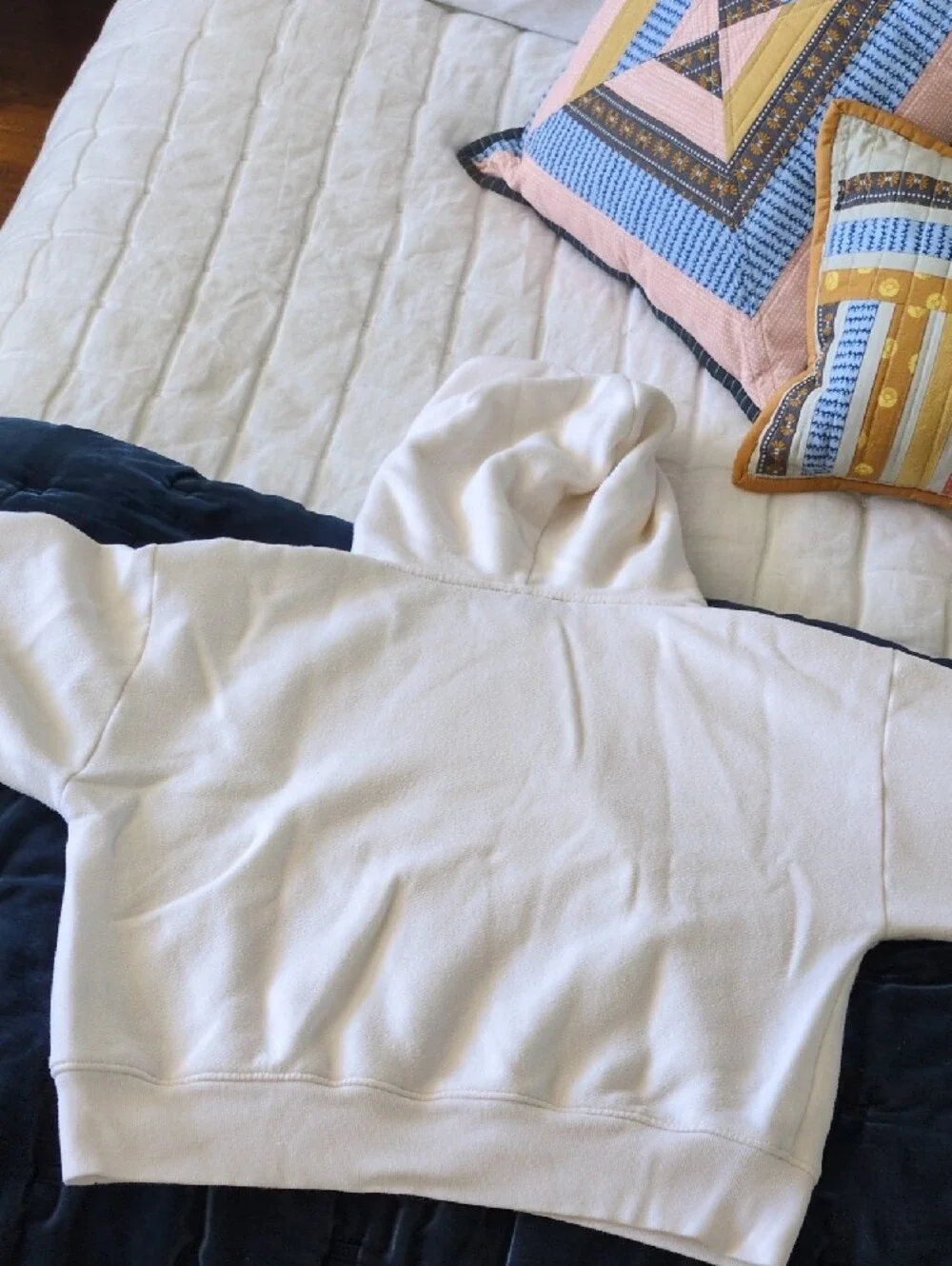 J. Crew Women's White Pullover Hoodie Sweater, Medium